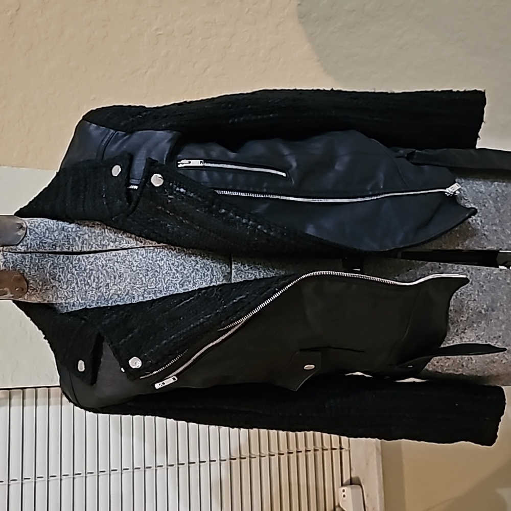 7 for all mankind Black Leather Jacket xs